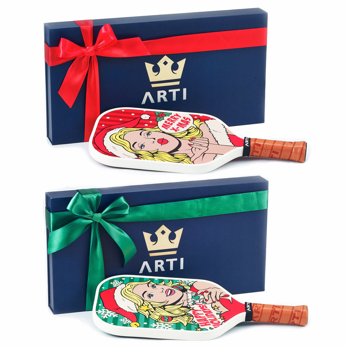 ARTI 16mm T700 Carbon Fiber Kristen & Kristy "Happy Holidays" Pickleball Paddle