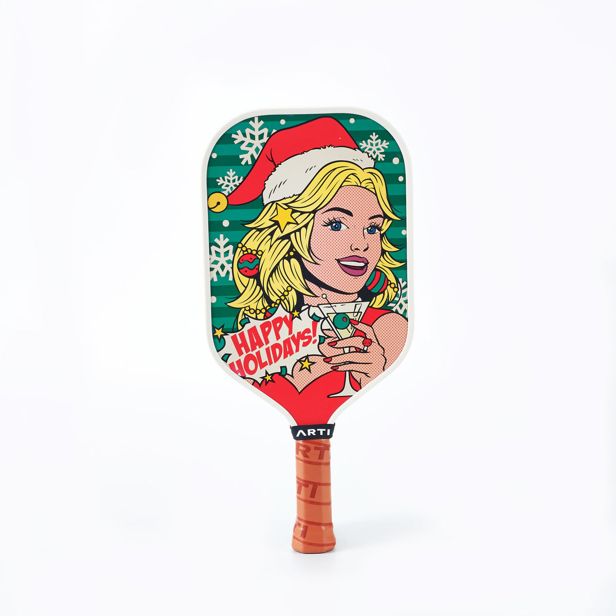 ARTI 16mm T700 Carbon Fiber Kristen & Kristy "Happy Holidays" Pickleball Paddle