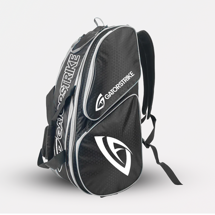GatorStrike World Tour II black and white pickleball backpack, front angle